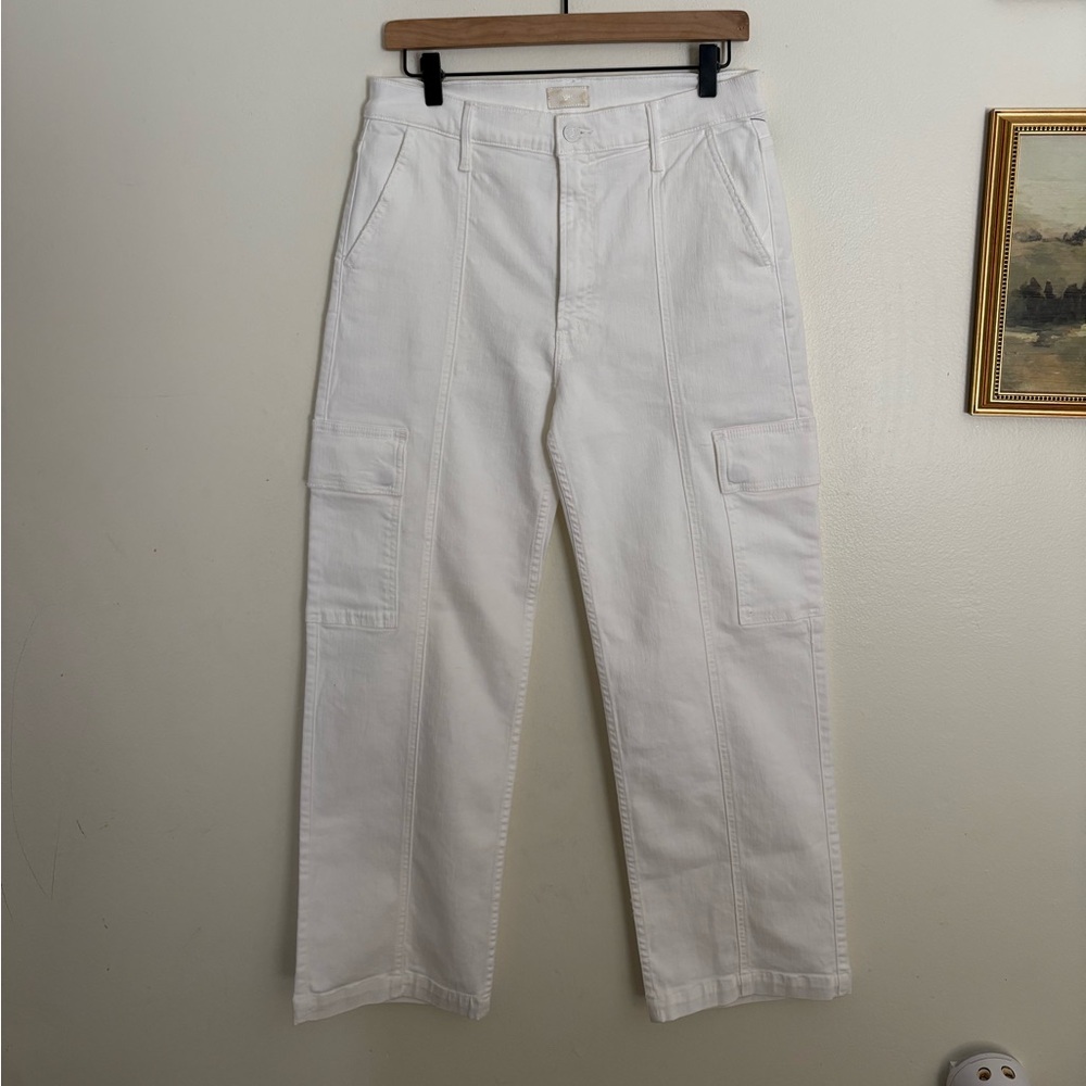 MOTHER Rambler Cargo Ankle Fairest of Them All White Stretch Pants Womens 30 EUC